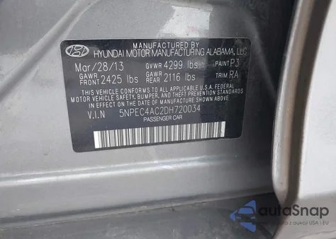 2013 Hyundai Sonata Limited from USA, damaged, VIN 5NPEC4AC2DH720034
